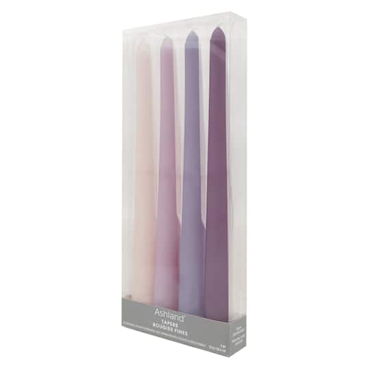 12 Packs: 4 ct. (48 total) 10" Mixed Purple Taper Candles by Ashland®